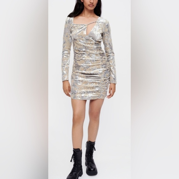 knee length dresses for ladies Ivory Sequin Embroidery Lace